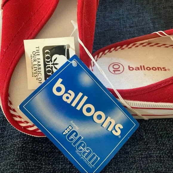 Women’s Balloons red vintage 90s mule sneakers 100% cotton canvas. Size 10 - Picture 2 of 4